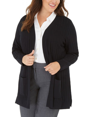 Alfani Women's Plus Size Wide-Ribbed Cardigan Sweater  Black Size 2 Extra Large