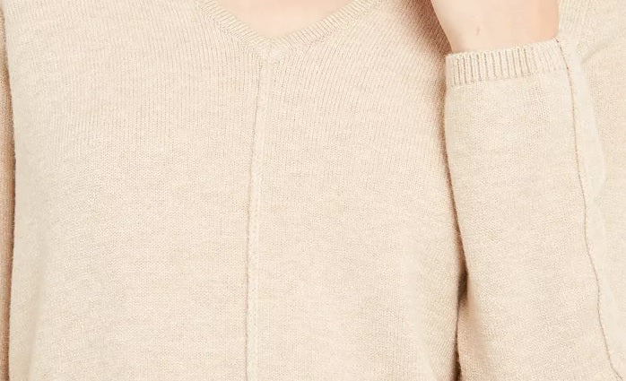 Alfani Women's V Neck Tunic Sweater Beigekhaki Size X-Large