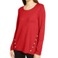 Alfani Women's Petite Hardware Seamed Pullover Sweater Medium Red Size Petite