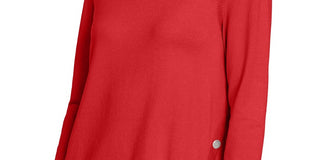 Alfani Women's Petite Hardware Seamed Pullover Sweater Medium Red Size Petite