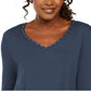 JM Collection Women's Mixed-Media Studs Top Blue Size Small