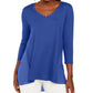 JM Collection Women's Mixed-Media Studs Top Dark Blue Size Small