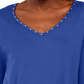 JM Collection Women's Mixed-Media Studs Top Dark Blue Size Small