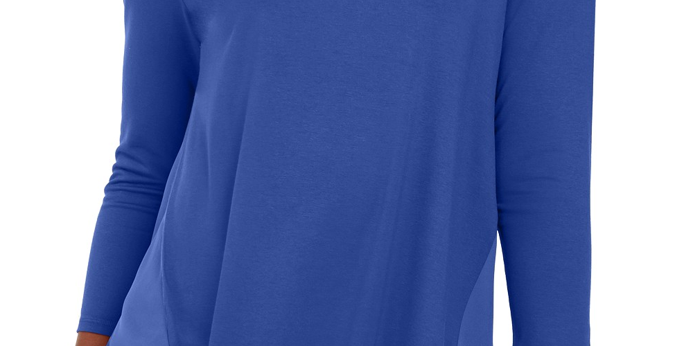 JM Collection Women's Mixed-Media Studs Top Dark Blue Size Small