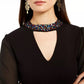 INC International Concepts Women's Embellished Choker Sweater Black Size X-Small