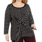 Alfani Women's Plus Size Printed Tie-Waist Top Semicircle vrt Size 3 Extra Large