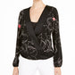 Alfani Women's Printed Surplice-Neck Blouse Black Size Small