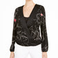 Alfani Women's Printed Surplice-Neck Blouse Black Size Medium