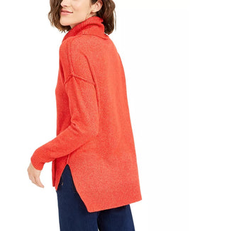 Bar III Women's Turtleneck High-Low Sweater Red Size Medium