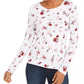 Charter Club Women's Pima Cotton Ditsy-Print Top White Size Small