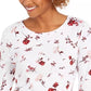 Charter Club Women's Pima Cotton Ditsy-Print Top White Size Small
