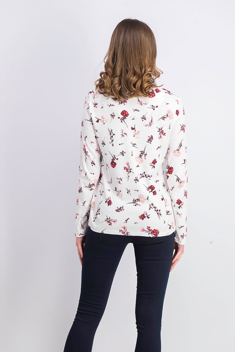 Charert Club Women's Printed Cotton Boat-Neck Top White Size Extra Small