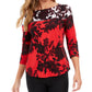Charter Club Women's Pima Cotton Printed Colorblocked Top Red Size Large