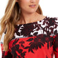 Charter Club Women's Pima Cotton Printed Colorblocked Top Red Size Medium