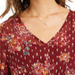 Style & Co Women's Printed Drawstring-Waist Top Red Size Large