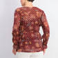Style & Co Women's Printed Drawstring-Waist Top  Dark Red Size Extra Small