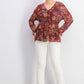 Style & Co Women's Printed Drawstring-Waist Top  Dark Red Size Extra Small