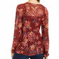 Style & Co Women's Tie-Front Floral Print Peasant Blouse Red Size X-Large