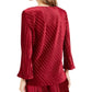 Alfani Women's V-Neck Ribbed Velvet Top Wine Size Large