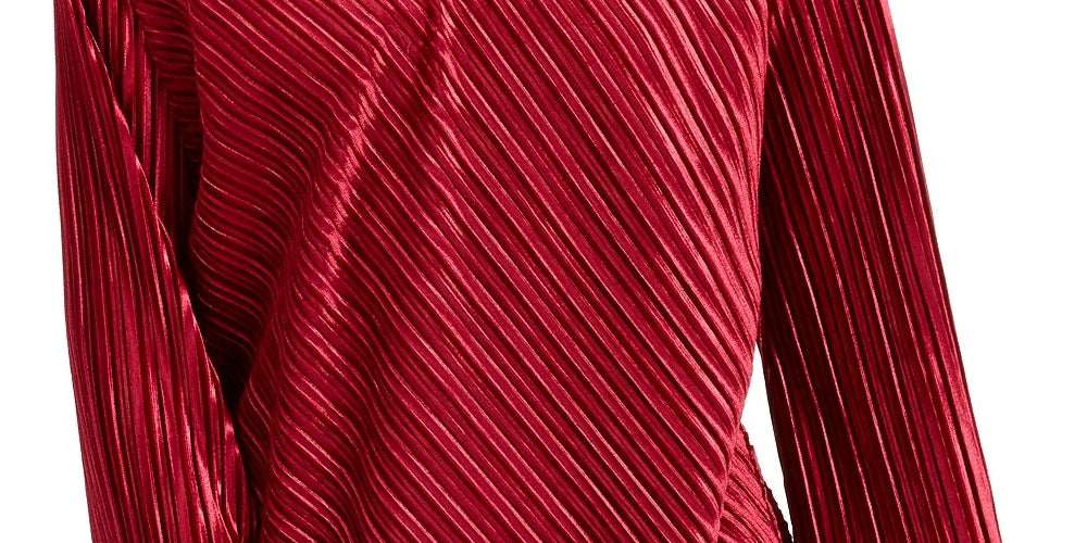 Alfani Women'sV-Neck Ribbed Velvet Top Wine Size Medium