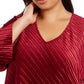 Alfani Women's Plus Size Ribbed V-Neck Top Red Size XXX-Large
