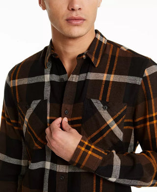 American Rag Men's Drew Plaid Flannel Shirt Black Size Extra Small