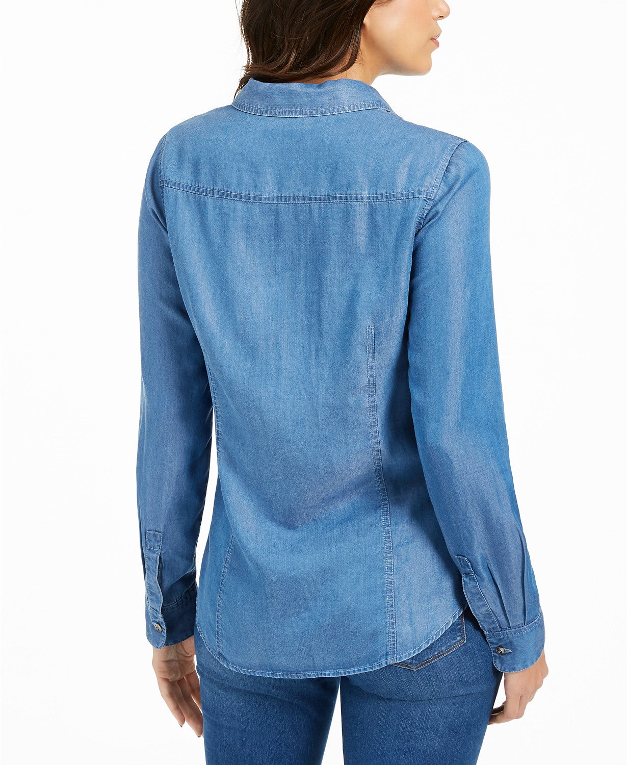 Charter Club Women's Chambray Shirt Blue Size Extra Small