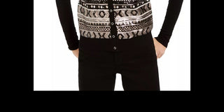 Charter Club Women's Sequined Fair Isle Cardigan Black Size X-Large