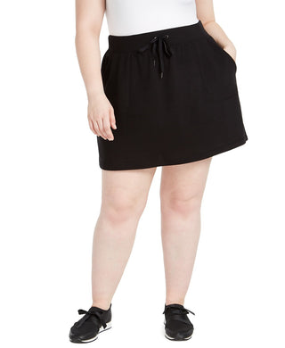 Ideology Women's Plus Size Drawstring-Waist Skort Black Size XX-Large