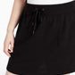 Ideology Women's Plus Size Drawstring-Waist Skort Black Size XX-Large