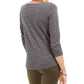Charter Club Women's Petite Metallic Striped Top Gray Size Medium