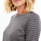Charter Club Women's Metallic Striped Top Dark Gray Size Petite Small
