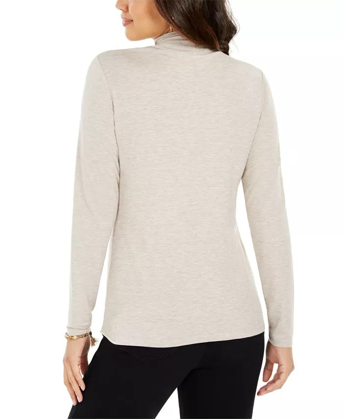 Style & Co Women's Long-Sleeve Turtleneck Top  Lt Beige Size X-Small
