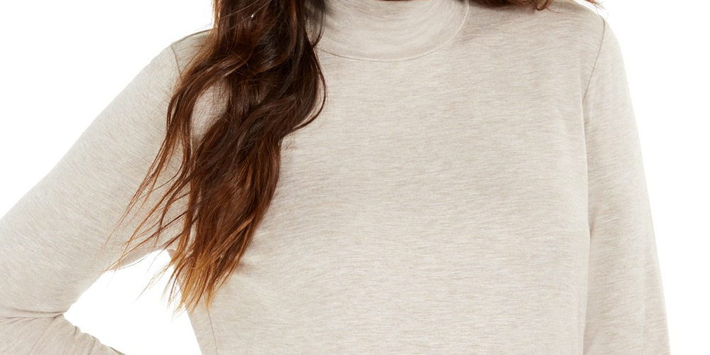 Style & Co Women's Petite Mock-Neck Top Beige Size PS