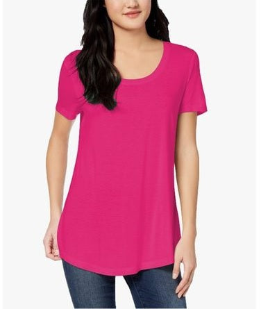 Maison Jules Women's Scoop Neck T-Shirt Pink Size Small