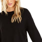 Bar III Women's Contrast-Cuff Crewneck Sweater Black Size Small