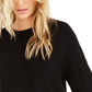 Bar III Women's Contrast-Cuff Crewneck Sweater  Black Size 2 Extra Large