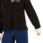 Bar III Women's Contrast-Cuff Crewneck Sweater  Black Size 2 Extra Large