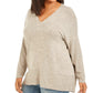 Style & Co Women's Plus Size Drop-Sleeve Marled Tunic Beige Size 3X