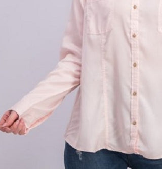 Charter Club Women's Woven Solid Tencel Shirt Pink Size Medium