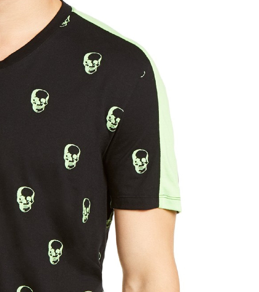 INC International Concepts Men's Skull Graphic V-Neck T-Shirt Black Size Large