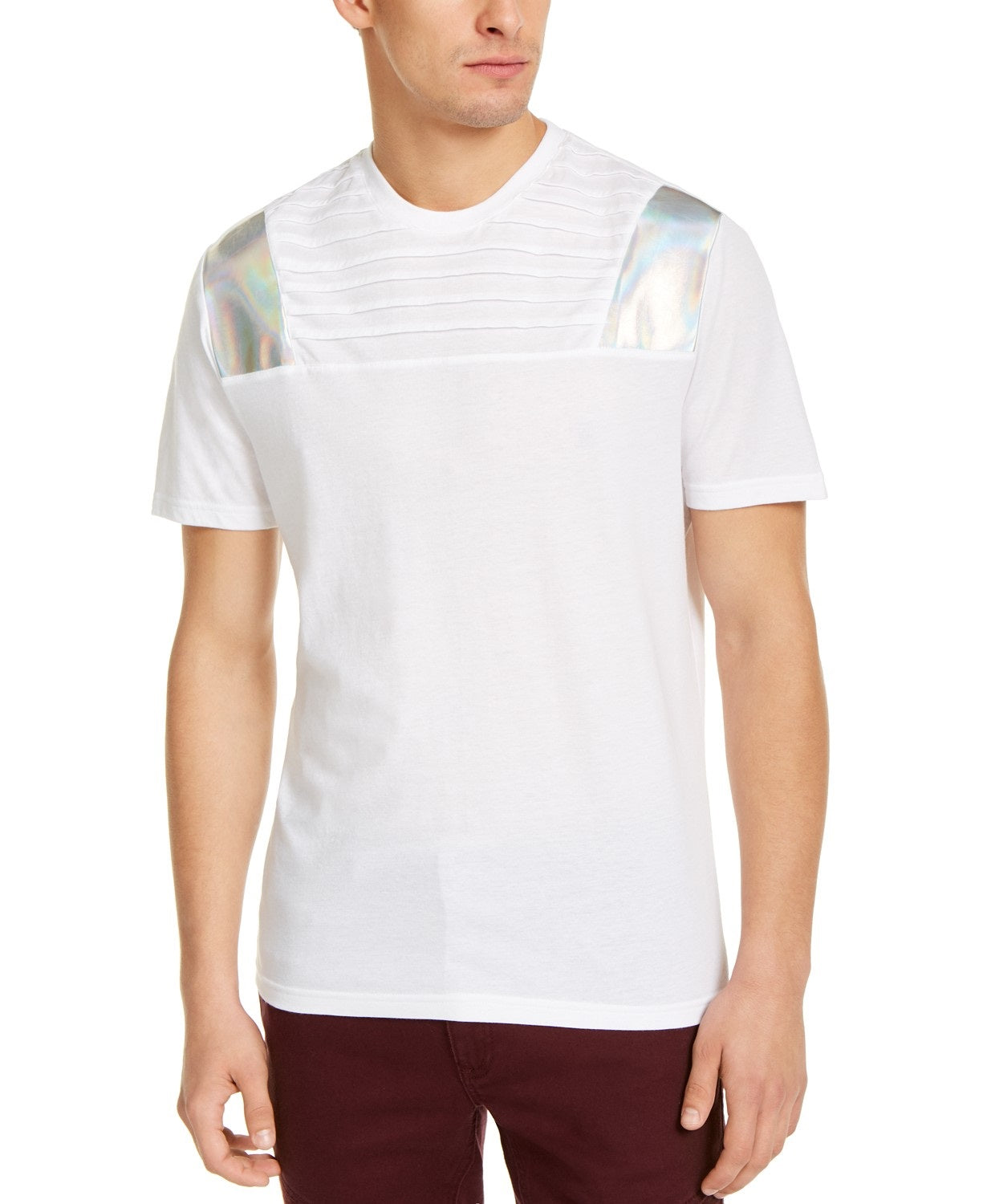 INC International Concepts Men's Pintucked Moto T-Shirt White Size Medium