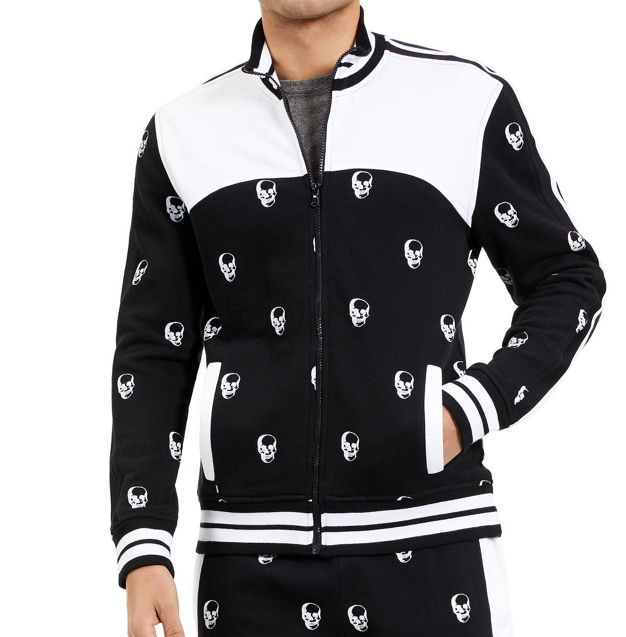 INC International Concepts Men's Skull Track Jacket Black Size Small
