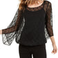 Alfani Women's Angel-Sleeve Bubble Top  Black Size Medium