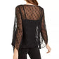 Alfani Women's Angel-Sleeve Bubble Top  Black Size Medium