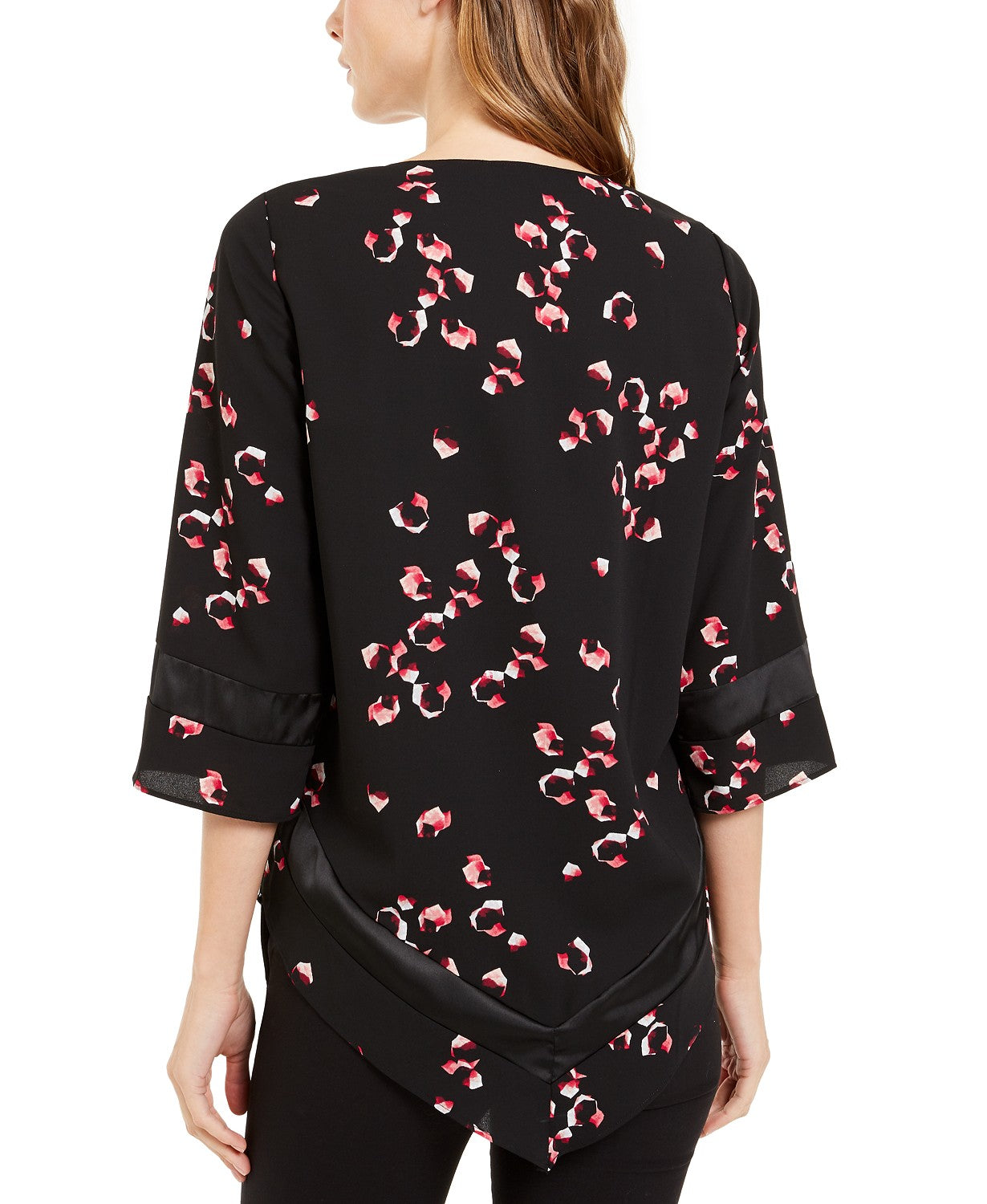 Alfani Women's Charmeuse V-Hem Top Black Size Small