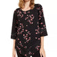 Alfani Women's Printed Point-Hem Tunic Black Size Petite Medium