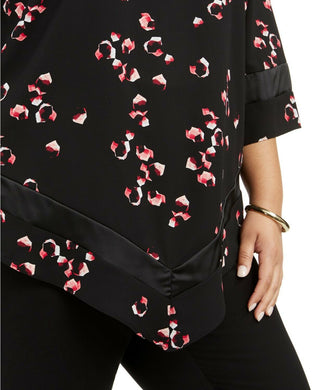Alfani Women's Plus Size Printed Pointed-Hem Top Black Size 3X