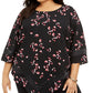 Alfani Women's Printed Pointed-Hem Top Black Size 2X