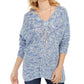 Style & Co Women's V-Neck Dolman-Sleeve Sweater Blue Medium